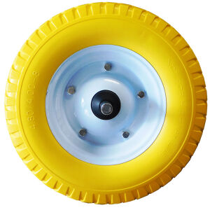 Ρόδα καροτσιού οικοδομής από συμπαγή PU με άξονα Φ20Χ350