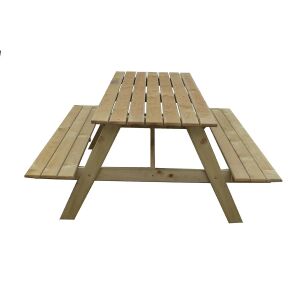 Ξύλινο τραπέζι - πάγκος πικ νικ 150εκ. Πάγκος Εξοχής 75 x 150 x 150εκ. - Image 3