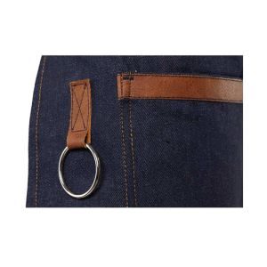 Ποδιά μέσης τζιν μπαρίστα με λεπτομέρειες δερματίνης - Image 3