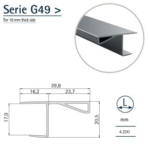 VOLPATO GOLA ΠΡΟΦΙΛ ΟΡΙΖΟΝΤΙΟ G49 4.2m ΦΥΣΙΚΟ ΑΛΟΥΜΙΝΙΟ