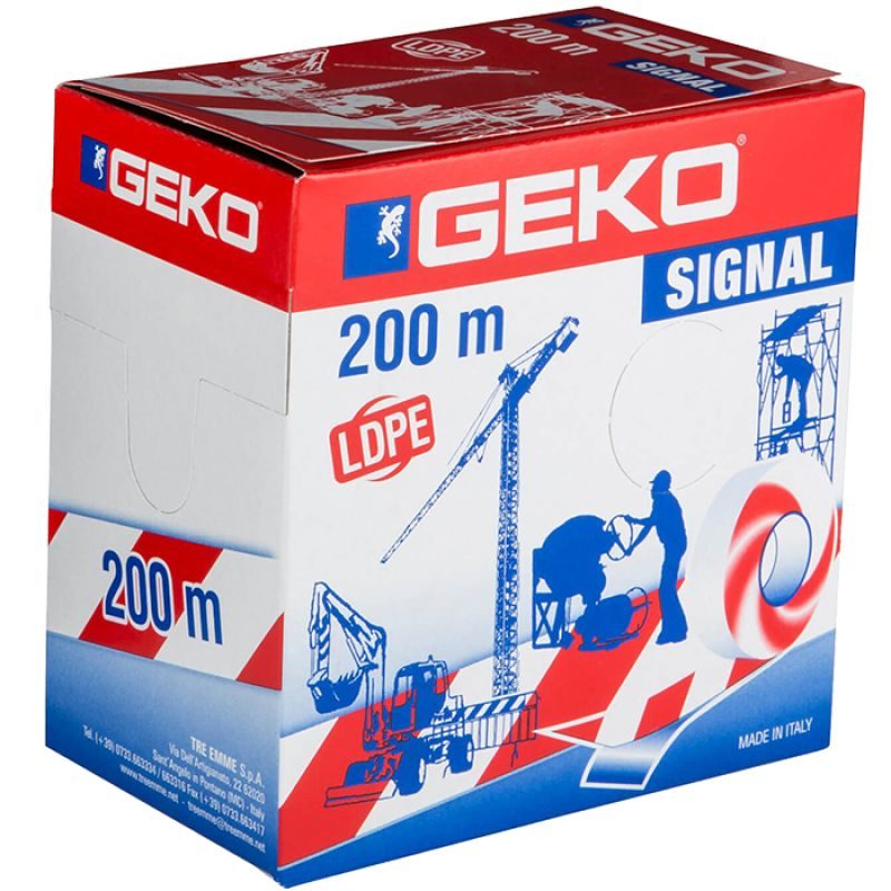 Ταινία σήμανσης άσπρη κόκκινη 200m Ιταλίας GEKO - Image 2