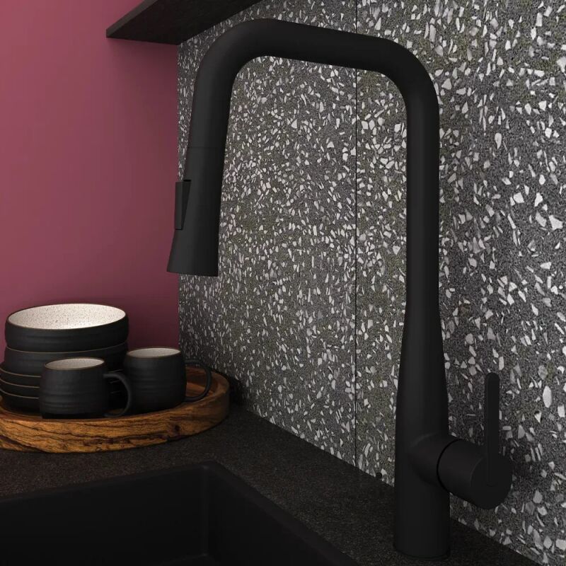 Orabella Comfort black matt - Μπαταρία Κουζίνας με αποσπώμενο ντουζ 2 ροών - Image 2