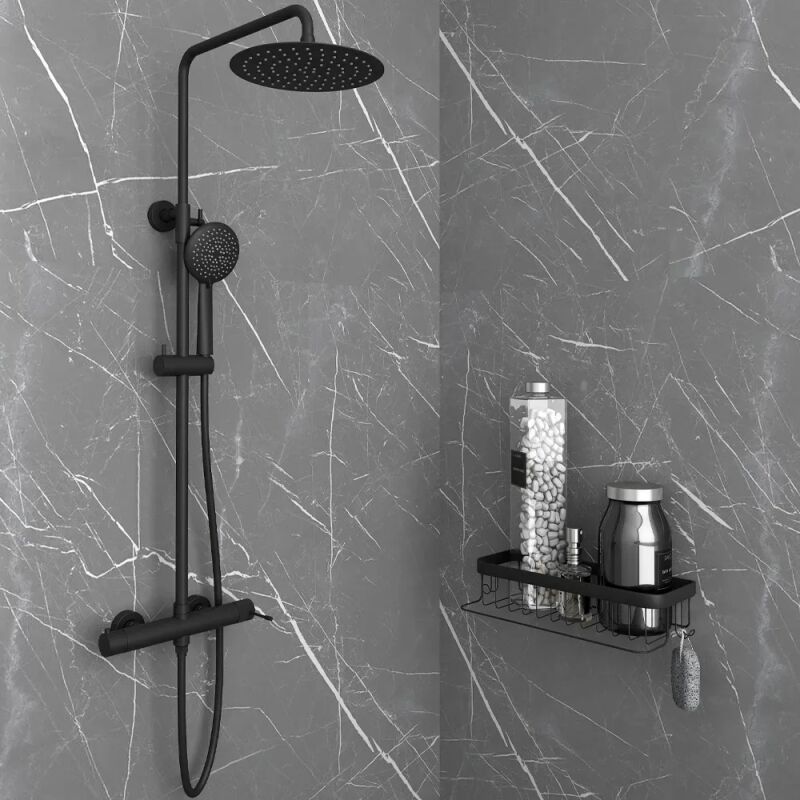 Orabella Terra Black matt - Βέργα ντουζ με στρόγγυλη κεφαλή Φ250 - Image 2