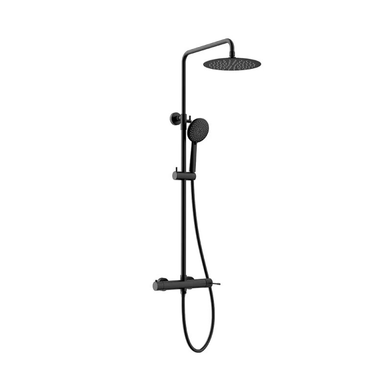 Orabella Terra Black matt - Βέργα ντουζ με στρόγγυλη κεφαλή Φ250