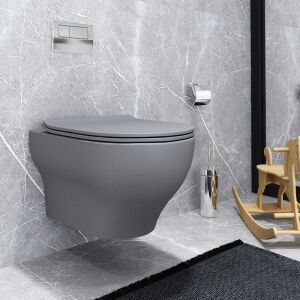 Olympia Clear Rimless Grey Matt -  Λεκάνη κρεμαστή - Image 2