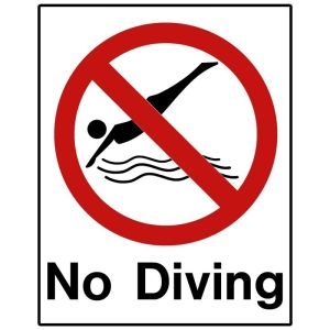 Πινακίδα πισίνας No Diving σήμανσης PVC