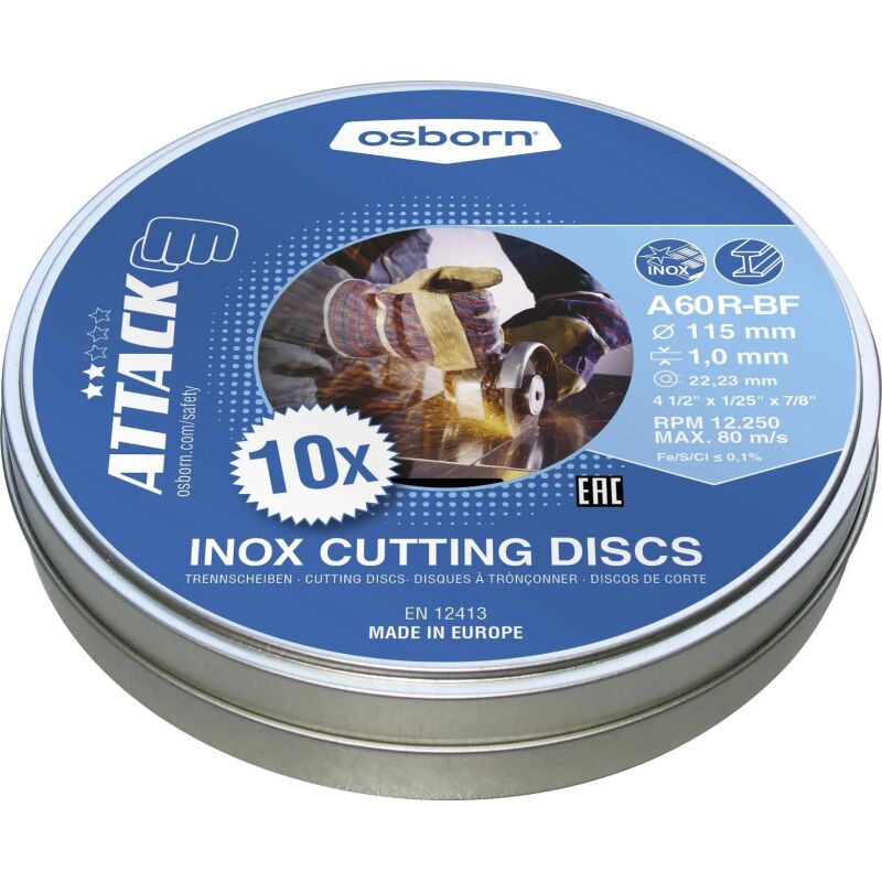Δίσκος κοπής inox 10τεμ. Ίσιος No115x1x22,23mm