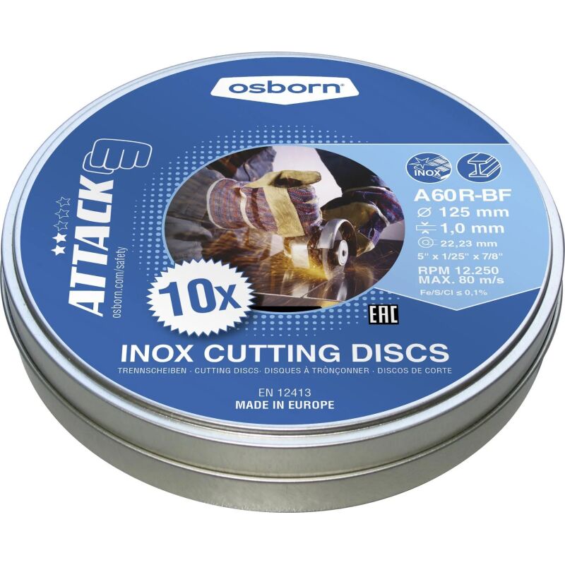 Δίσκος κοπής inox 10τεμ. ίσιος No125x1x22,23mm
