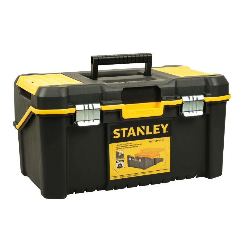 Εργαλειοθήκη πλαστική ESSENTIAL 49X29X26cm  μαύρη με 2 μεταλλικa κλείστρa.