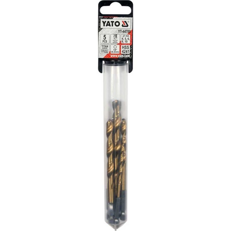 Σετ τρυπάνια τιτανίου 5 τεμαχίων 1/4 HSS YATO YT-44700 - Image 2