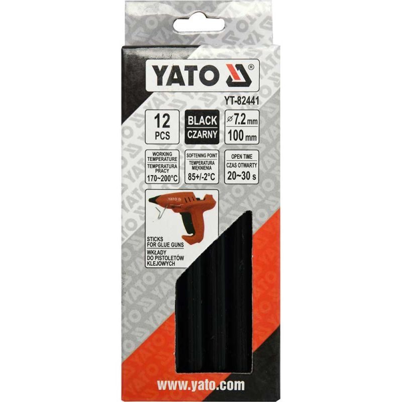 Θερμόκολλα μαύρη σιλικόνης 7.2mm YATO 12 τεμαχίων - Image 2