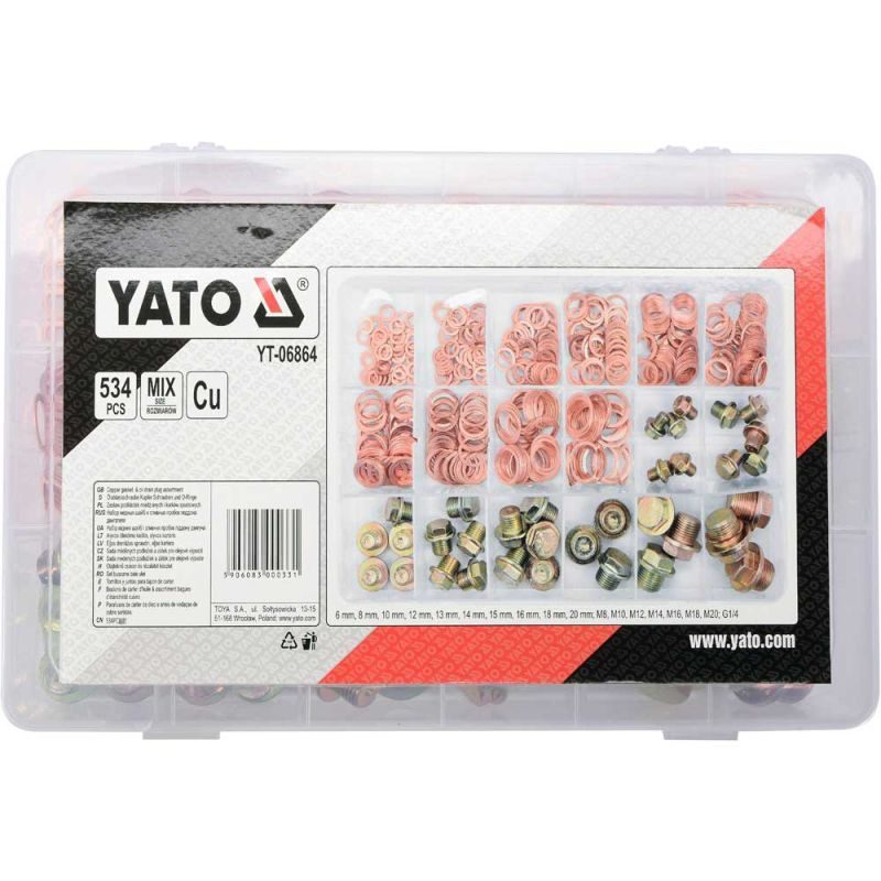 Βίδα λαδιού με λάστιχα σετ 534 τεμαχίων YATO YT-06864