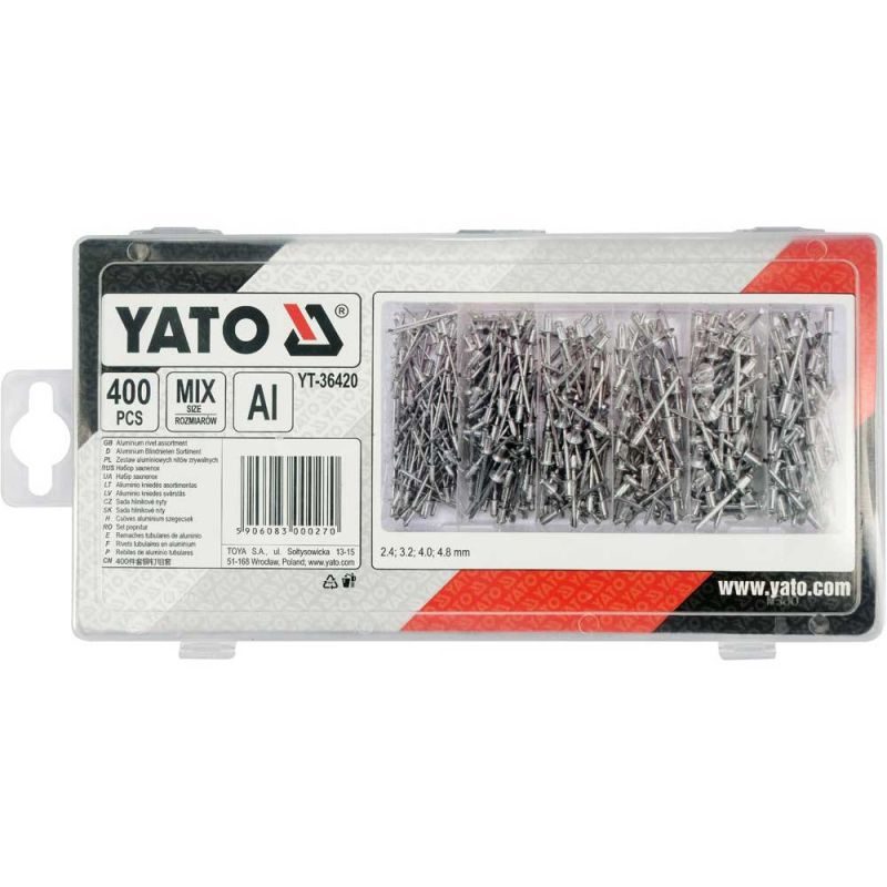 Πριτσίνια αλουμινίου σετ 400 τεμαχίων YATO YT-36420
