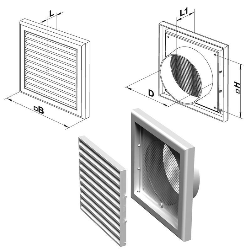 Εξαεριστήρας οικιακός με σήτα Φ100 Φ125 & Φ150 Vents - Image 2