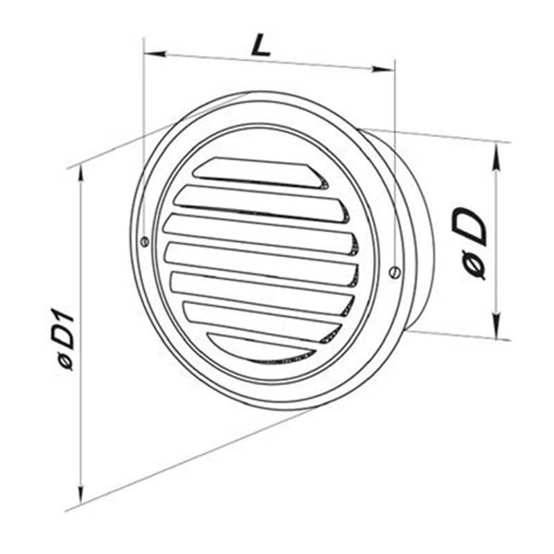 Γρίλια εξαερισμού ανοξέιδωτη Φ100 και Φ125 Vents - Image 2