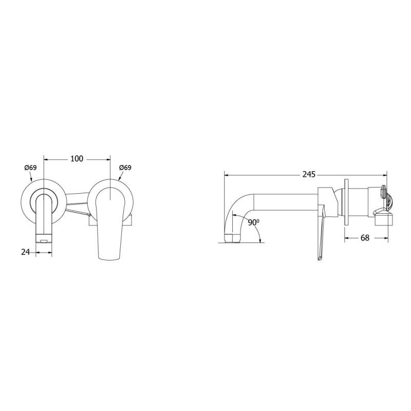 Εντοιχιζόμενη μπαταρία νιπτήρα μαύρη Optima MODEA - Image 2