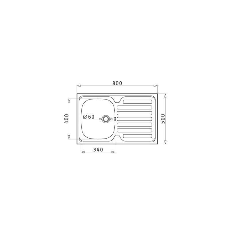 Νεροχύτης Inox 80x50cm INTERNATIONAL PYRAMIS - Image 2