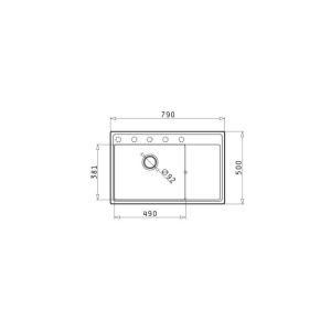 Νεροχύτης 79x50cm PYRAGRANITE CAMEA PYRAMIS - Image 3