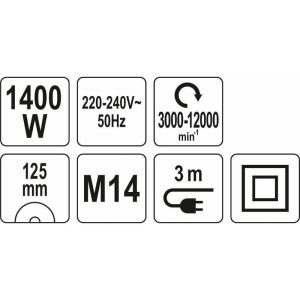 Γωνιακός τροχός ρυθμιζόμενος 1400W YATO YT-82098 - Image 3