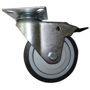 Ρόδα Φ100 mm με πέλμα & φρένο 65x65 mm γαλβανιζέ