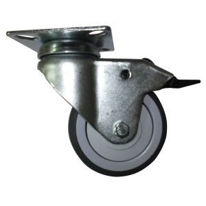 Ρόδα Φ75 mm με πέλμα & φρένο 65 x 65 mm γαλβανιζέ
