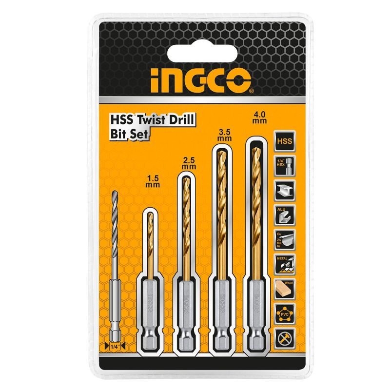 Σετ Τρυπάνια Μετάλλου HSS με Υποδοχή 1/4" AKD1402 INGCO - Image 2