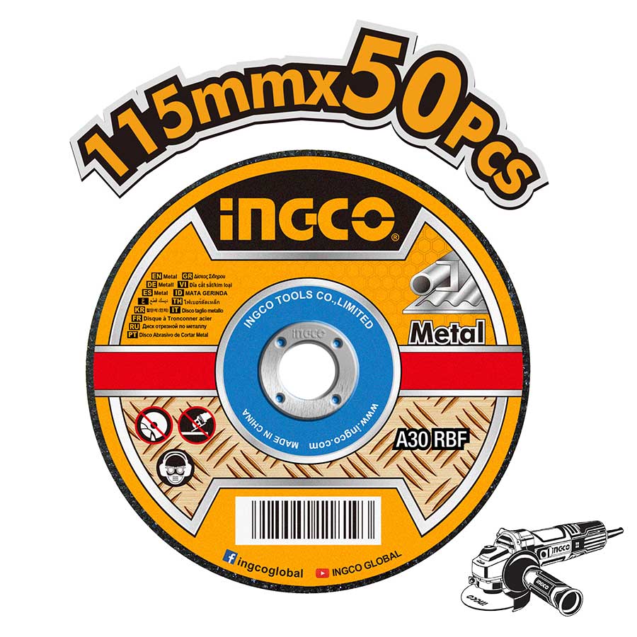 Δίσκοι Κοπής Σιδήρου inox 50 τεμ / κουτί Φ 115mm MCD1211550 INGCO