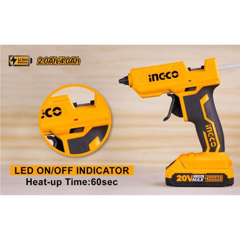 Πιστόλι Θερμόκολλας Μπαταρίας 20V Li-Ion SOLO CGGLI2001 INGCO - Image 4