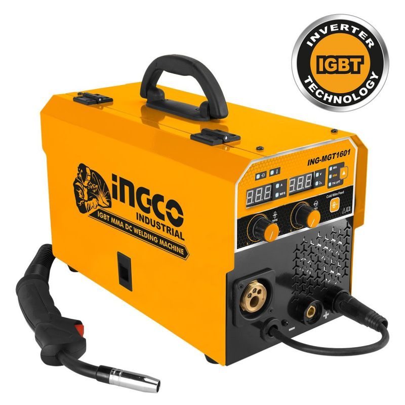 Επαγγελματική Ηλεκτροκόλληση Inverter 160Α Σύρματος με Αέριο και Χωρίς Αέριο MGT1601 INGCO