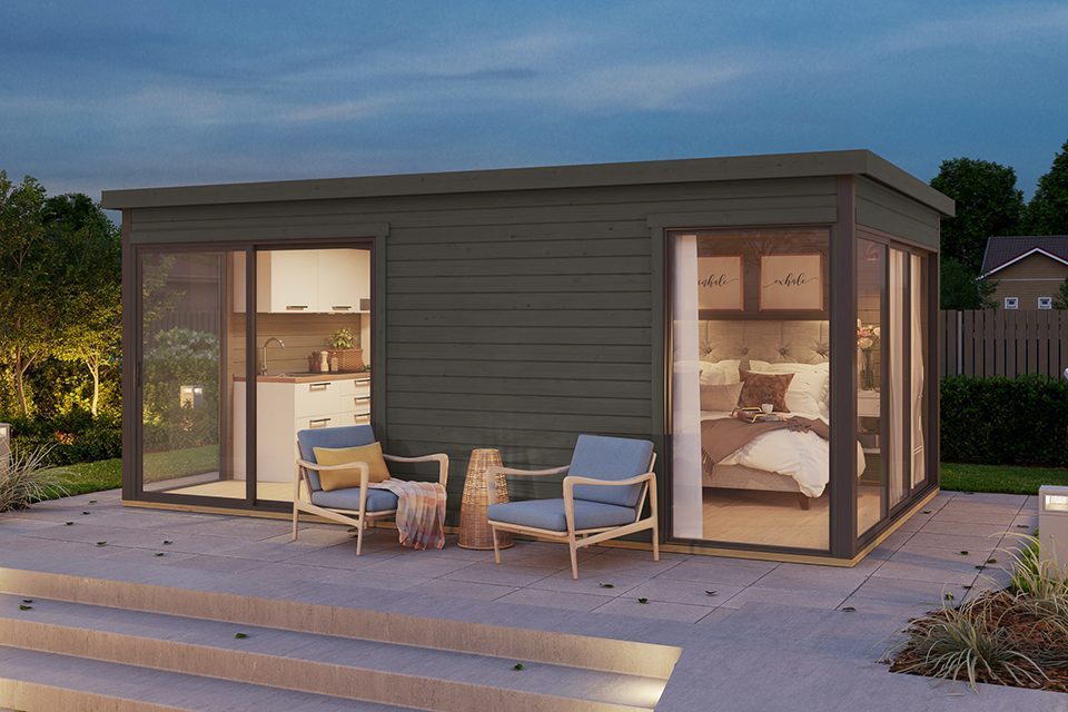 Ξύλινο σπίτι Αίγλη 322 x 509εκ. 322 x 509εκ. με ασφαλτικό κεραμίδι ρολό κόκκινο - Image 2