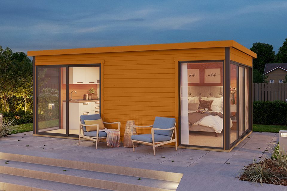 Ξύλινο σπίτι Αίγλη 322 x 509εκ. 322 x 509εκ. με ασφαλτικό κεραμίδι ρολό κόκκινο - Image 4