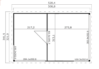 Ξύλινο σπίτι Αίγλη 322 x 509εκ. 322 x 509εκ. με ασφαλτικό κεραμίδι ρολό κόκκινο - Image 5