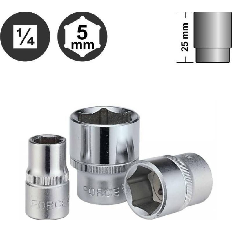 Καρυδάκια 1/4 εξάγωνα Chrom Vanadium FORCE - Image 2