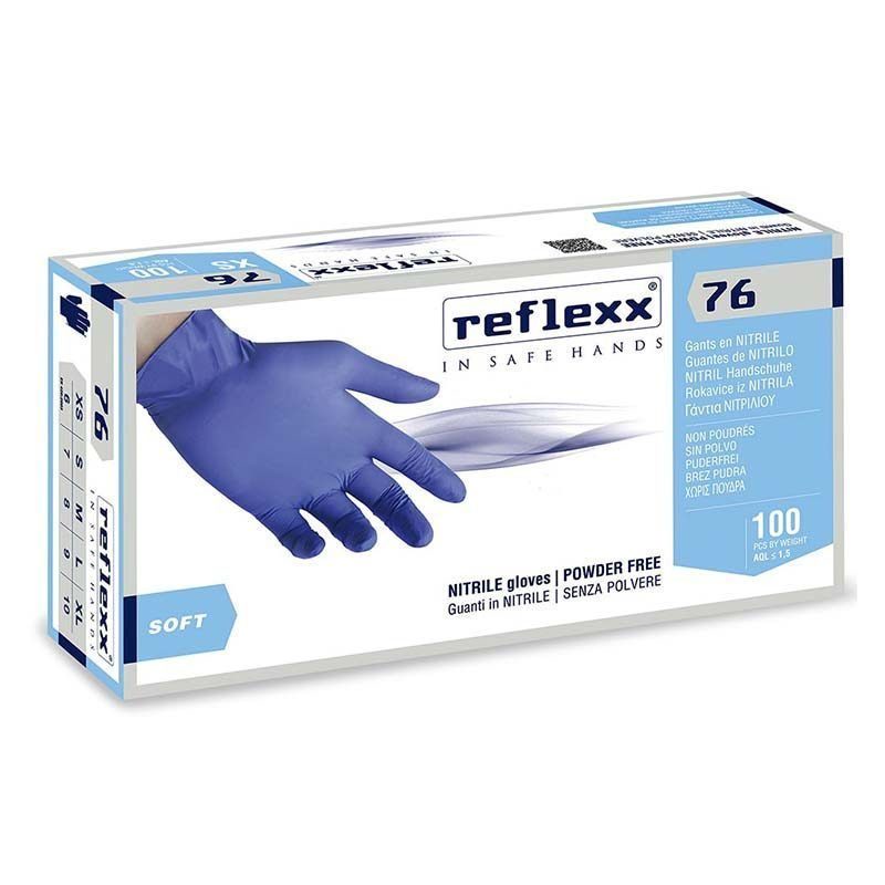 Γάντια νιτριλίου μπλε χωρίς πούδρα R76 REFLEXX