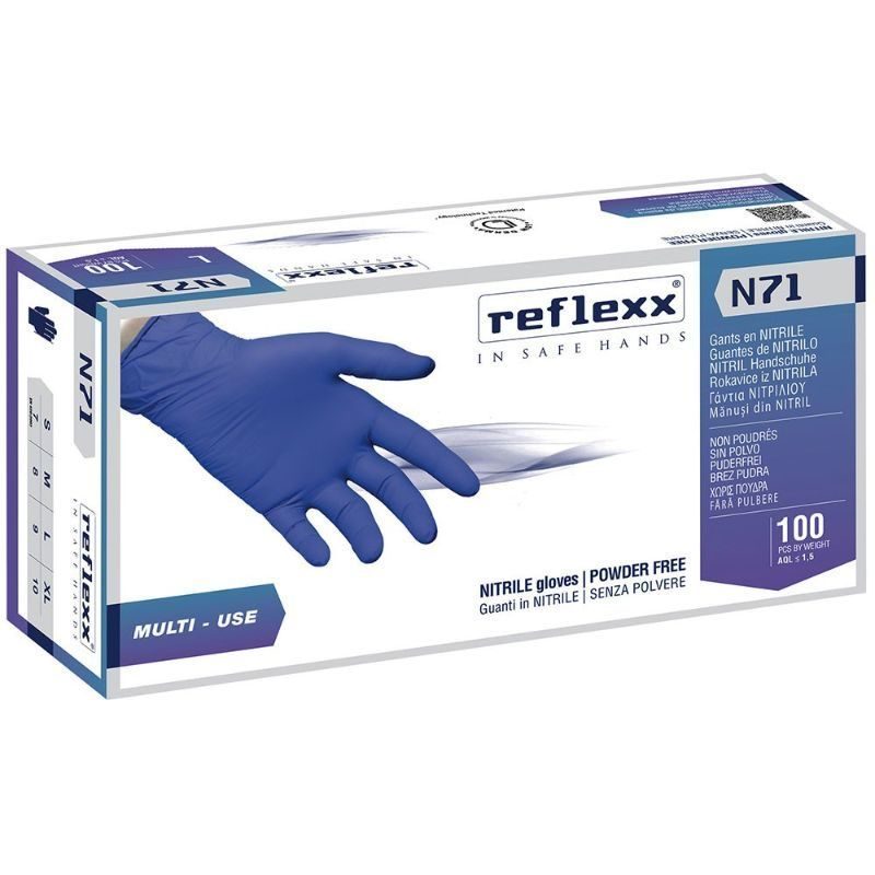Γάντια νιτριλίου μπλε χωρίς πούδρα MULTI USE Ν71 REFLEXX