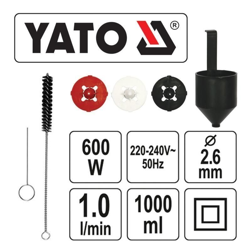 Ηλεκτρικό Πιστόλι Βαφής 600W με Δοχείο 1lt YT-82553 YATO - Image 3