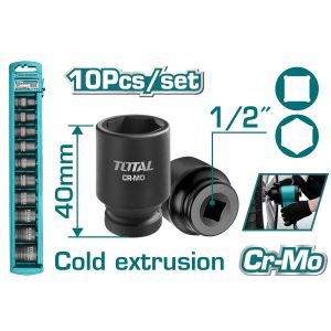 TOTAL ΣΕΤ ΚΑΡΥΔΑΚΙΑ ΑΕΡΟΣ ΕΞΑΓΩΝΑ ΜΑΥΡΑ 1/2" 10ΤΕΜ (THISTD12101)