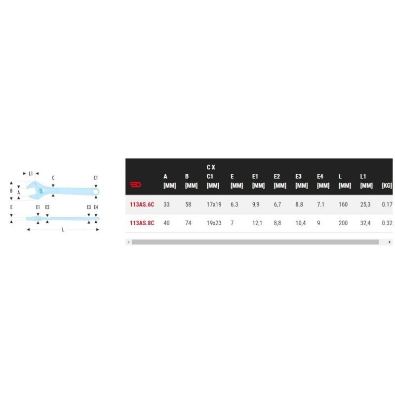 Γαλλικό κλειδι μικρού μήκους 33x160mm 113AS.6CPB Facom - Image 2