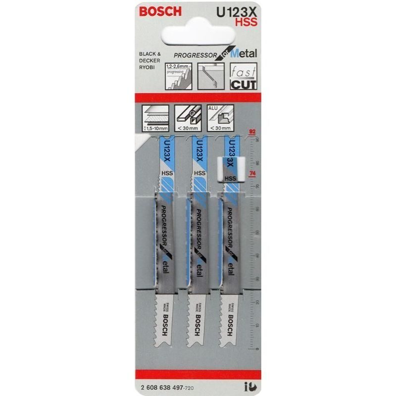 Πριονόλαμες Σέγας 92mm / 21tpi 3 τεμάχια U123X 2608638497 BOSCH