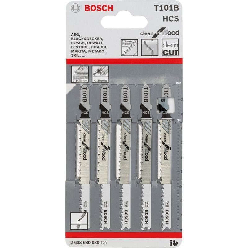 Λάμα για Καθαρή Κοπή Ξύλου 5τεμ. T101B 2608630030 Bosch