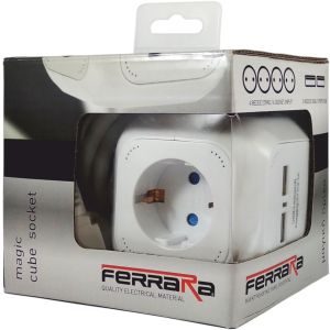 ΠΟΛΥΠΡΙΖΟ ΚΥΒΟΣ 4 ΘΕΣΕΩΝ ΜΕ ΚΑΛΩΔΙΟ  2 USB 2.1A 3X1,5mm 1,5m