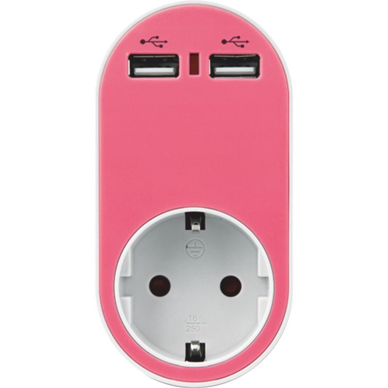 ΑΝΤΑΠΤΟΡΑΣ ΑΣΦΑΛΕΙΑΣ ΣΕ ΣΟΥΚΟ ΚΑΙ 2 USB ΡΟΖ 5V 2.4A