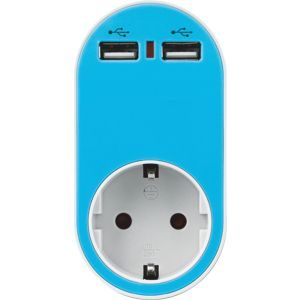 ΑΝΤΑΠΤΟΡΑΣ ΑΣΦΑΛΕΙΑΣ ΣΕ ΣΟΥΚΟ ΚΑΙ 2 USB ΜΠΛΕ 5V 2.4A