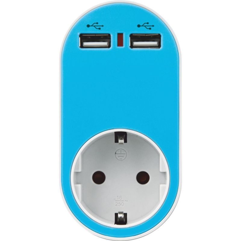 ΑΝΤΑΠΤΟΡΑΣ ΑΣΦΑΛΕΙΑΣ ΣΕ ΣΟΥΚΟ ΚΑΙ 2 USB ΜΠΛΕ 5V 2.4A