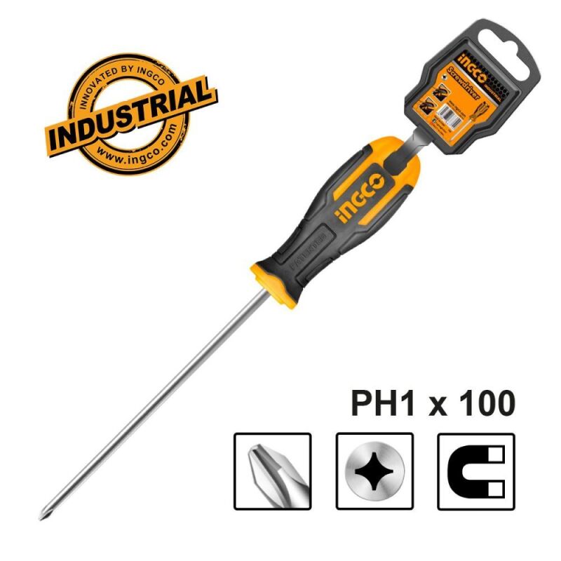 Επαγγελματικό Κατσαβίδι Σταυρού PH1x100mm HS68PH1100 INGCO - Image 2
