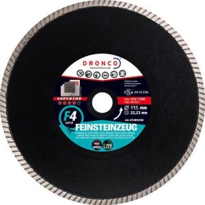 Διαμαντόδισκος SUPERIOR F4 CERA κοπής για κεραμικά πυρίμαχο πλακάκι πήλινο πλακάκι και γρανιτοπλακάκι No115x14x2223mm DRONCO