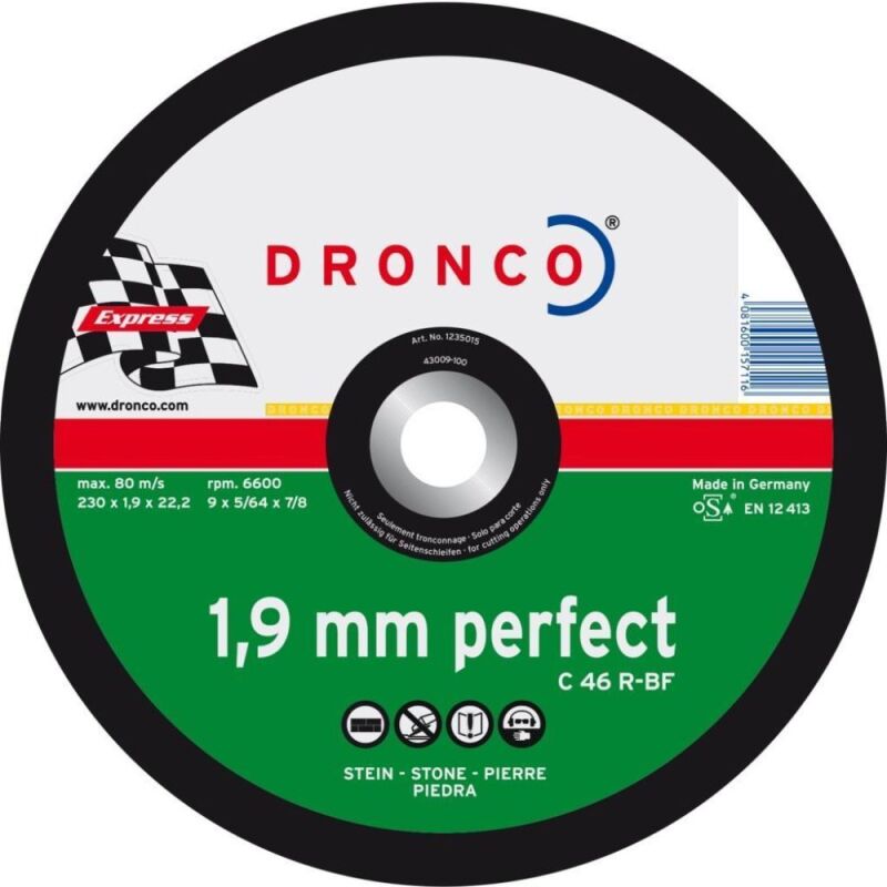 Δίσκος κοπής για μάρμαρο 25τεμ. με κούρμπα PERFECT C46R Νο230x19x2223mm DRONCO