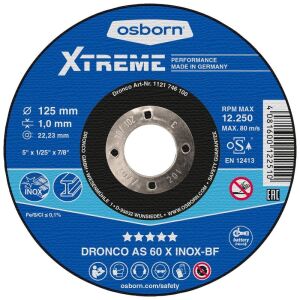 Δίσκος κοπής για inox 10τεμ. ίσιος XTREME AS60X No115x1x2223mm DRONCO