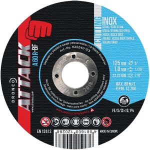 Δίσκος κοπής για inox 25τεμ. ίσιος ATTACK A60R No115x1x223mm DRONCO
