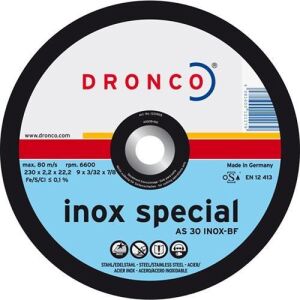 Δίσκος κοπής inox 25τεμ. ίσιος SUPERIOR AS30T No230x22x2223mm DRONCO